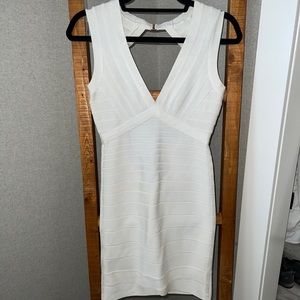Herve Leger white backless mini dress